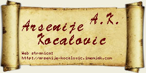 Arsenije Kočalović vizit kartica